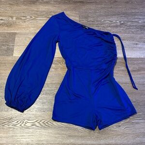 Fashion Nova One-Shoulder Royal Blue Romper